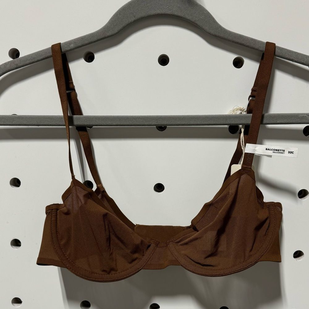 Aerie Womens Smoothez Mesh Unlined Balconette Bra Size 32C Sheer Underwire